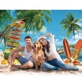 thumbnail image 5 of Fondo de fotografía de verano con flores tropicales, Aloha, Luau, mar, tabla de surf, fiesta de vacaciones, cumpleaños, accesorios de decoración, 5 of 5