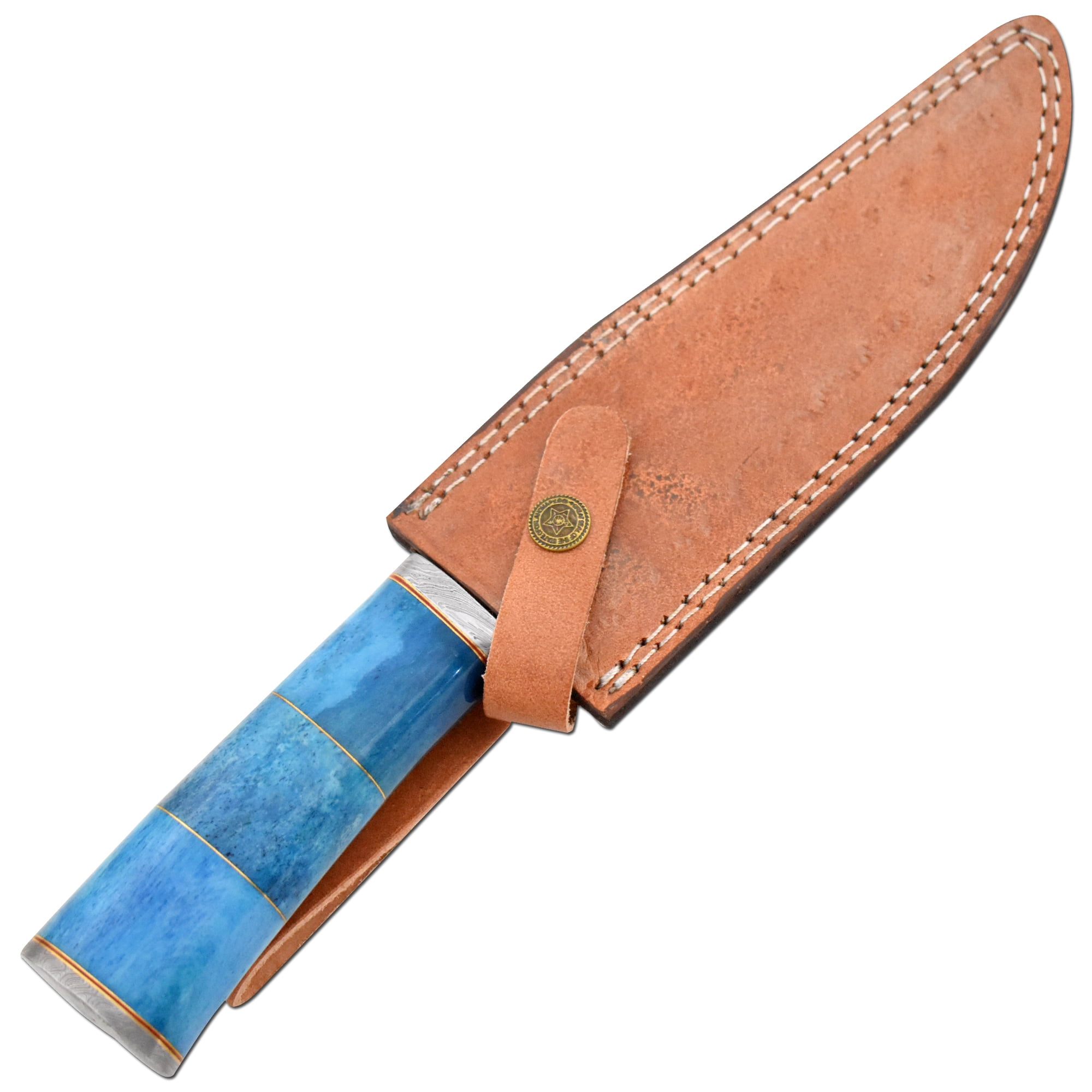Old Ram Handmade Custom Damascus Drop Point Blade Hunting Bush-Craft Knife with Sheath