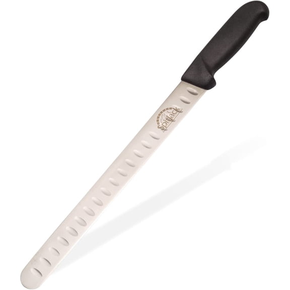 SpitJack BBQ Smoked Brisket Knife for Meat Carving and Slicing - Stainless Steel, Granton Edge, 11 Inch Blade