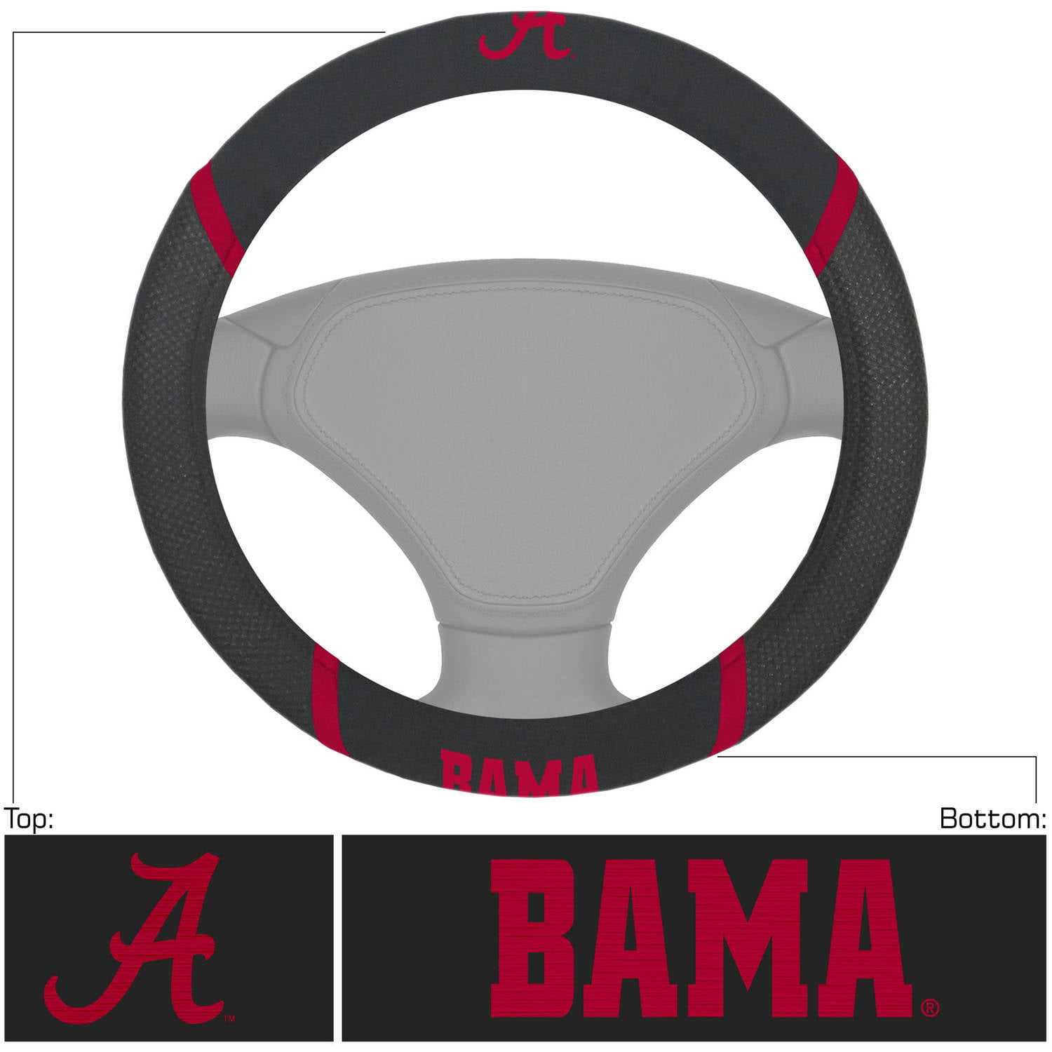 Collegiate Alabama Crimson Tide Pilot Alumni Group SWC-908 Leather Steering Wheel Cover 