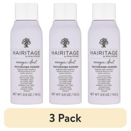 (3 pack) Hairitage Magic Dust Volumizing Texture Powder Styling Hair Product for Men & Women, Fluffy Hair, 0.5oz