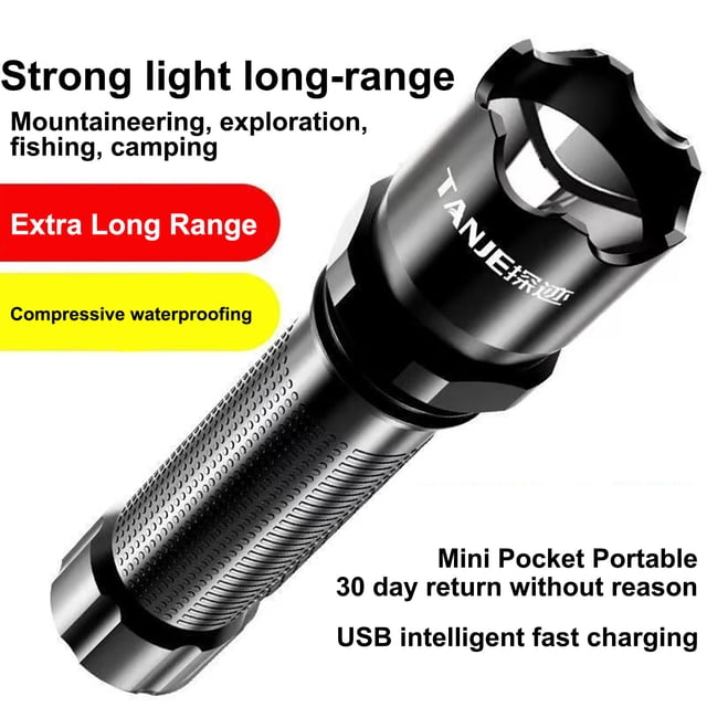 LJNYFDC Lampe de Poche d'Urgence Mini Torche LED Ultra Lumineuse Longue Distance d'Irradiation Taille Compacte Portable Étanche pour Urgence