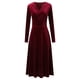 thumbnail image 4 of Vestido largo de terciopelo de manga larga para mujer - Vestido largo ajustado de corte A para fiestas de invierno, tallas M-XXXXL, 4 of 8