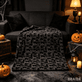 thumbnail image 6 of Decorative Halloween Embroidered Blanket Cozy Spooky Artisan Seasonal Holiday Throw for Couch Sofa and Festive Home Decor 60"x80", 6 of 7