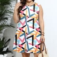 thumbnail image 4 of CALIPESSA Womens Plus Size Geometric Print Knee Length Dress, Casual Sleeveless Tank Dress For Spring & Summer, Women's Plus Size Clothing 2XL, 4 of 5
