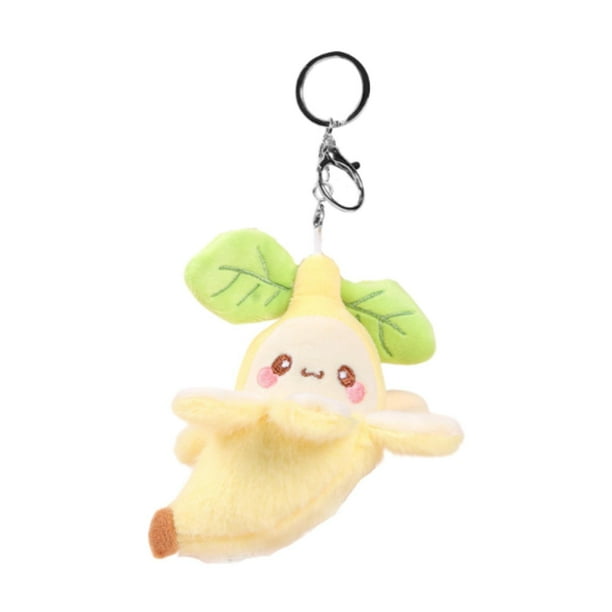Lindo llavero de peluche de plátano, muñeco de plátano, colgante de bolso, llavero portátil para coche. Amarillo