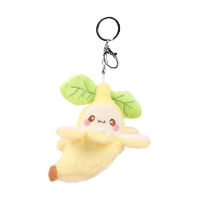 Lindo llavero de peluche de plátano, llavero de coche, mochila, muñeco, colgante de muñeco de plátano, juguete de peluche de fruta para niños, adultos Amarillo
