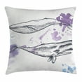thumbnail image 1 of Whale Throw Pillow Cushion Cover, Grunge Ocean Mammals with Paintbrush Effects and Brushstroke Murky Artwork, Decorative Square Accent Pillow Case, 18 X 18 Inches, Lavender Grey Blue, by Ambesonne, 1 of 2
