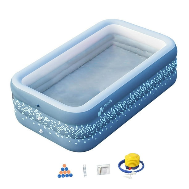 jinwen Inflatable Pool for Kids Child Rectangle Kiddie with Foot Air ...