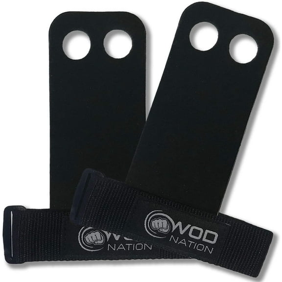 WOD Nation Barbell Gymnastics Grips for Pull-up Training and Kettlebells, Black, Small