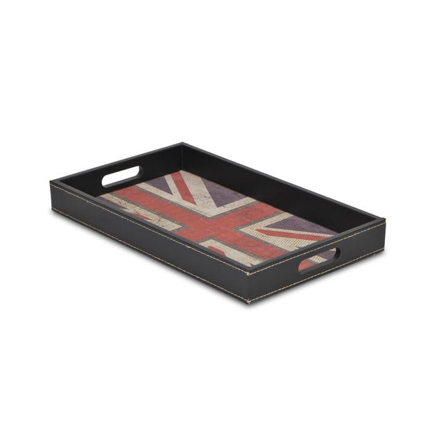 homeroots kitchen & dining 399623 Union Jack Faux Leather Serving Tray