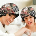 thumbnail image 6 of Shower Caps,Pioneer Flower Floral Print Pattern Waterproof Shower Cap for Women 4 Pieces,Double Reusable Hair Cover for Shower PEVA Elastic Stretch Hem, 6 of 7