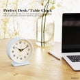 thumbnail image 3 of AYRELY® 11.5cm Analog Alarm Clock,Small Retro Desk Clock Battery Operated,Slient Metal Table Clock with Light for Living Room Decor,Bedroom,Bedside,Shelf (Light Blue), 3 of 7