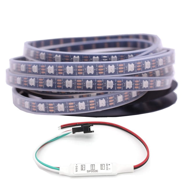 WESIRI WS2812B LED Strip Lights 16.4ft 5M WS2812B 300LEDs Programmable Individual Addressable WS2811 Built-in 5050 RGB LED Strip IP67 Waterproof DC5V with Mini Controller