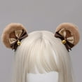 thumbnail image 2 of Faux Fur Bear Ears Hair Clip Sweet Double Bowknot Bell Lolita Cosplay Hairpins, 2 of 20