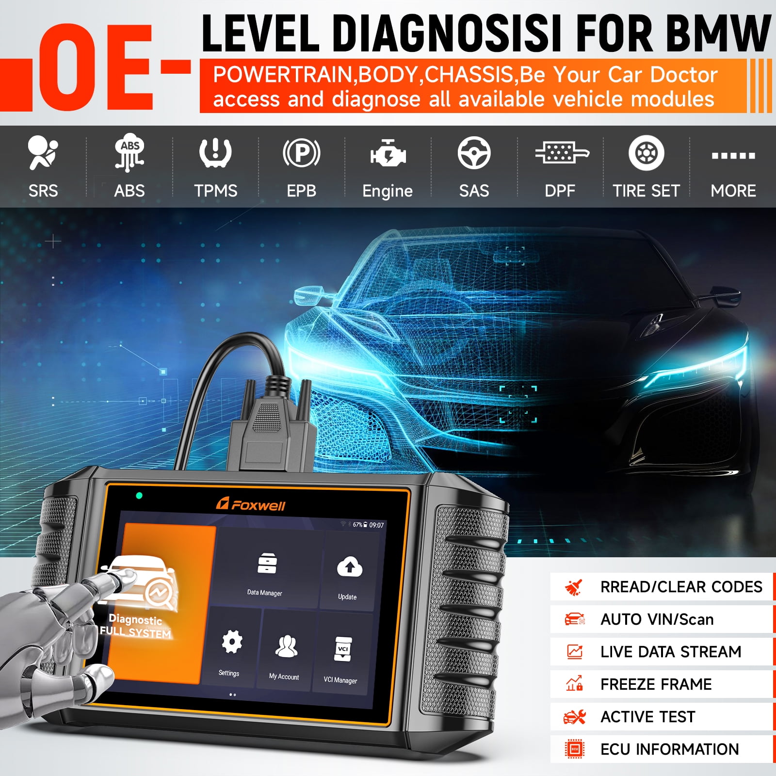 BENTISM BMW OBD2 Scanner Diagnostic Tool, BMW Full Systems Code Reader, for  BMW OBD2 Scanner Full System Car Scan Tool, Full Diagnostic Tool  Professional SRS Airbag Reset Scan Tool for BMW 