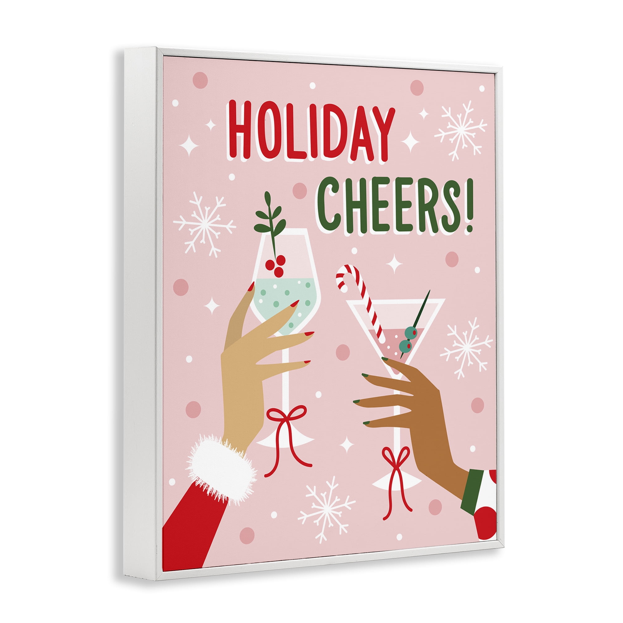 Stupell Industries - Holiday Cheers Celebratory Cocktails White Framed Giclee Art, 11 x 14