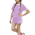 thumbnail image 2 of SGFCWSX Girls 2 Piece Outfits Summer Bow Print Short Sleeve T Shirt Side Stripe Shorts Set for Kids Purple Size 8, 2 of 6