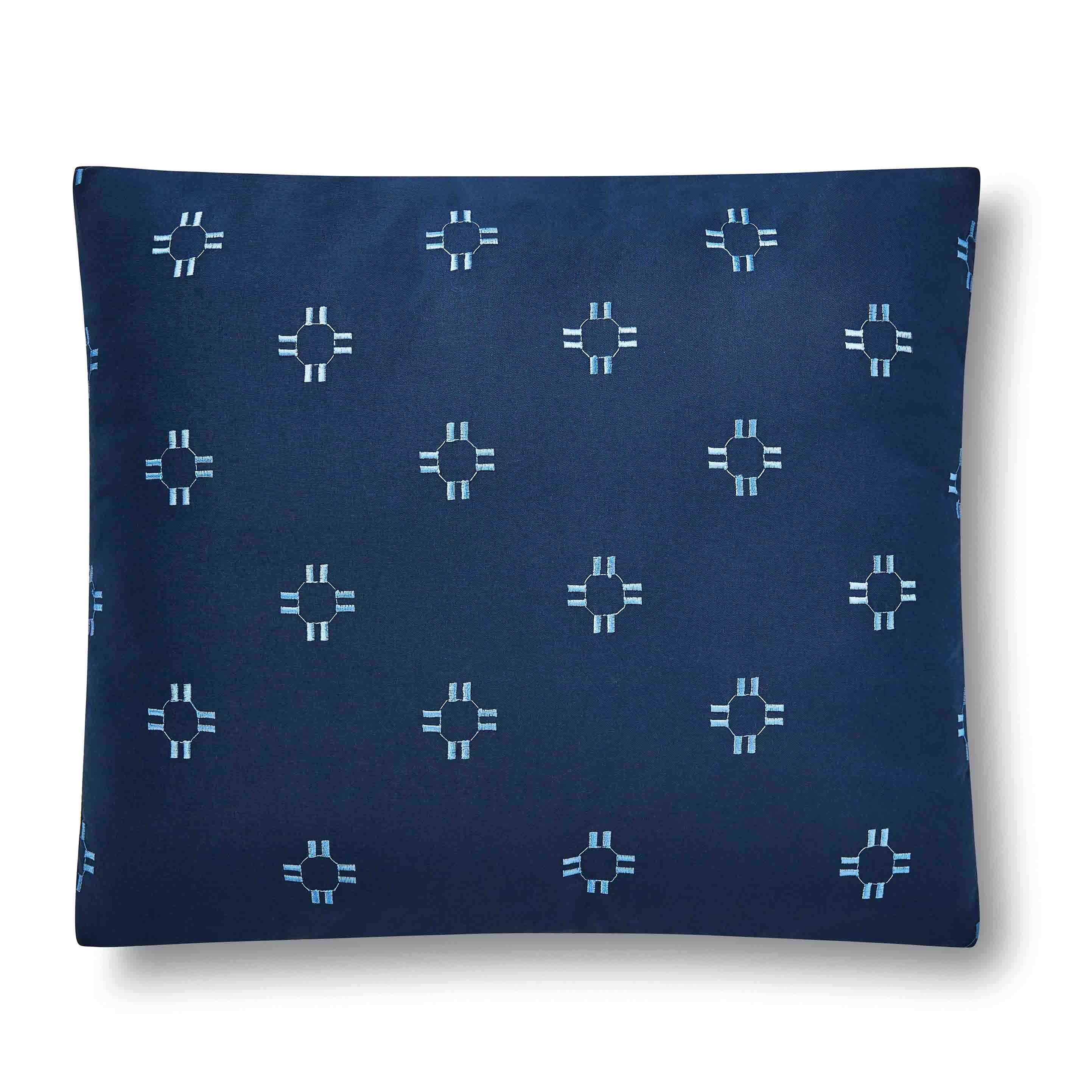 Mainstays 5-Piece Reversible Comforter Set Navy Cross Stitch Bedding with Decor Pillow and Throw, King
