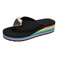 thumbnail image 1 of DAFEI Thick Soled Wedge Color Block Slip Outdoor Flip Flop Women's Rhinestone Thong Sandals, 1 of 8