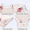 thumbnail image 3 of Pink Irises Flowers Pure Cotton Bodysuit Short Sleeve Pajamas One-Piece Romper Unisex 12M, 3 of 6