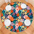 thumbnail image 2 of Soft elastic edge round tablecloth with floral abstract design, made of polyester, fits 44-52 inch tables, extra large edition, 2 of 7