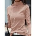 thumbnail image 1 of Long Sleeve Solid Turtleneck Slim T-Shirt for Women, Versatile for Spring & Fall, 1 of 7
