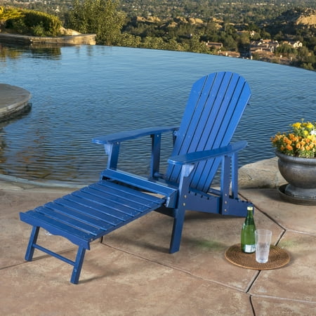 Painted Adirondack Footrest - Munoz Reclining Wood Adirondack Chair with Footrest, Blue