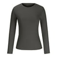 thumbnail image 5 of Womens Tops Basic Tops for Woman Casual Solid Color Shirts Long Sleeve T Shirts Trendy Crewneck Tees Blouses Basic Outfits Shirts for Women, 5 of 6