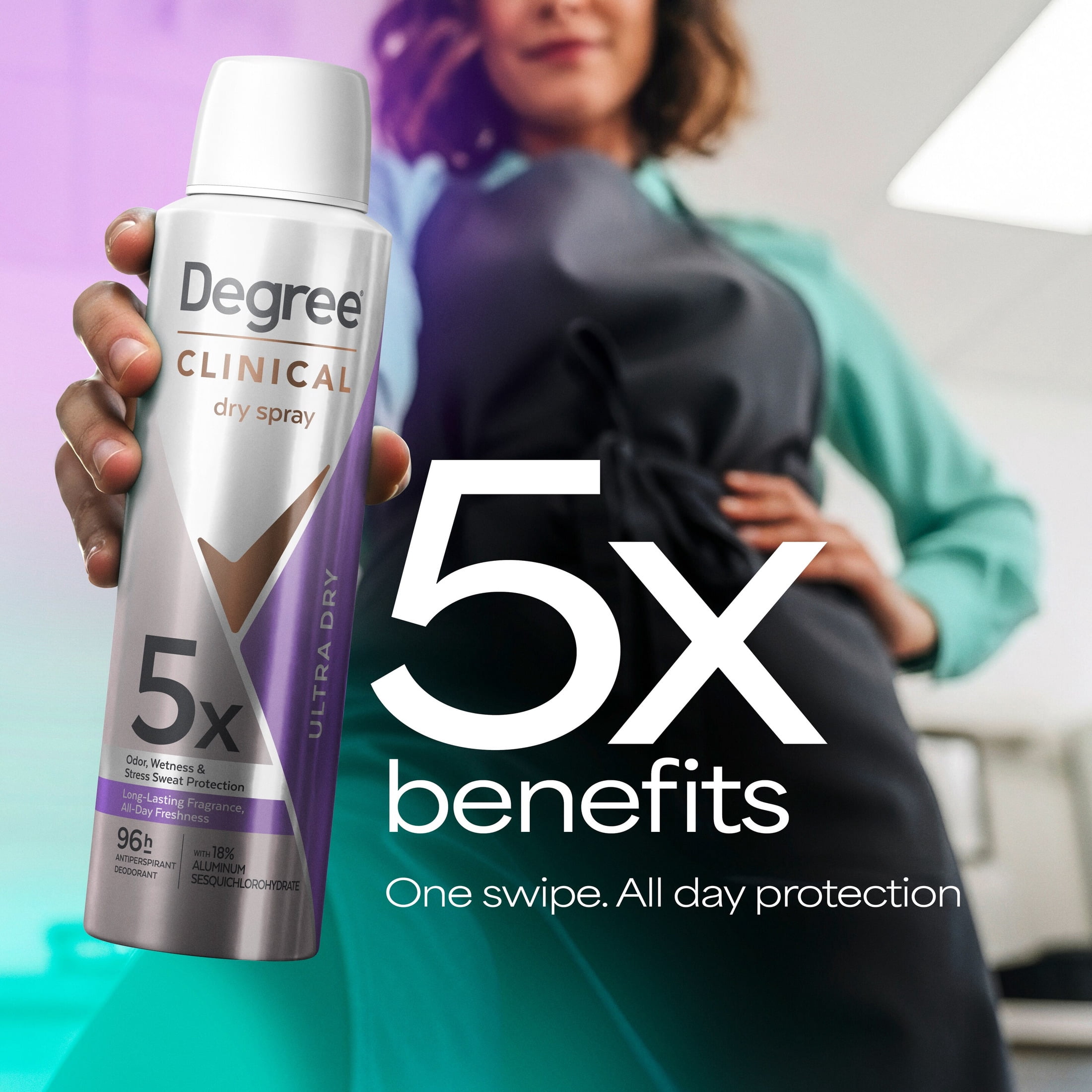 Degree Clinical Strength Antiperspirant Deodorant 96-Hour Sweat and Odor Protection Ultra Dry Spray 5x Types of Sweat, 3.8 oz