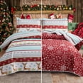 thumbnail image 5 of 3pcs Christmas Quilt Twin/Queen/King Christmas Bedding Set, Xmas Tree Elk Snowflake Christmas Holiday Quilt Set, Rustic Cabin Lightweight Reversible Microfiber Christmas Bedspread Coverlet Ultra Soft, 5 of 22