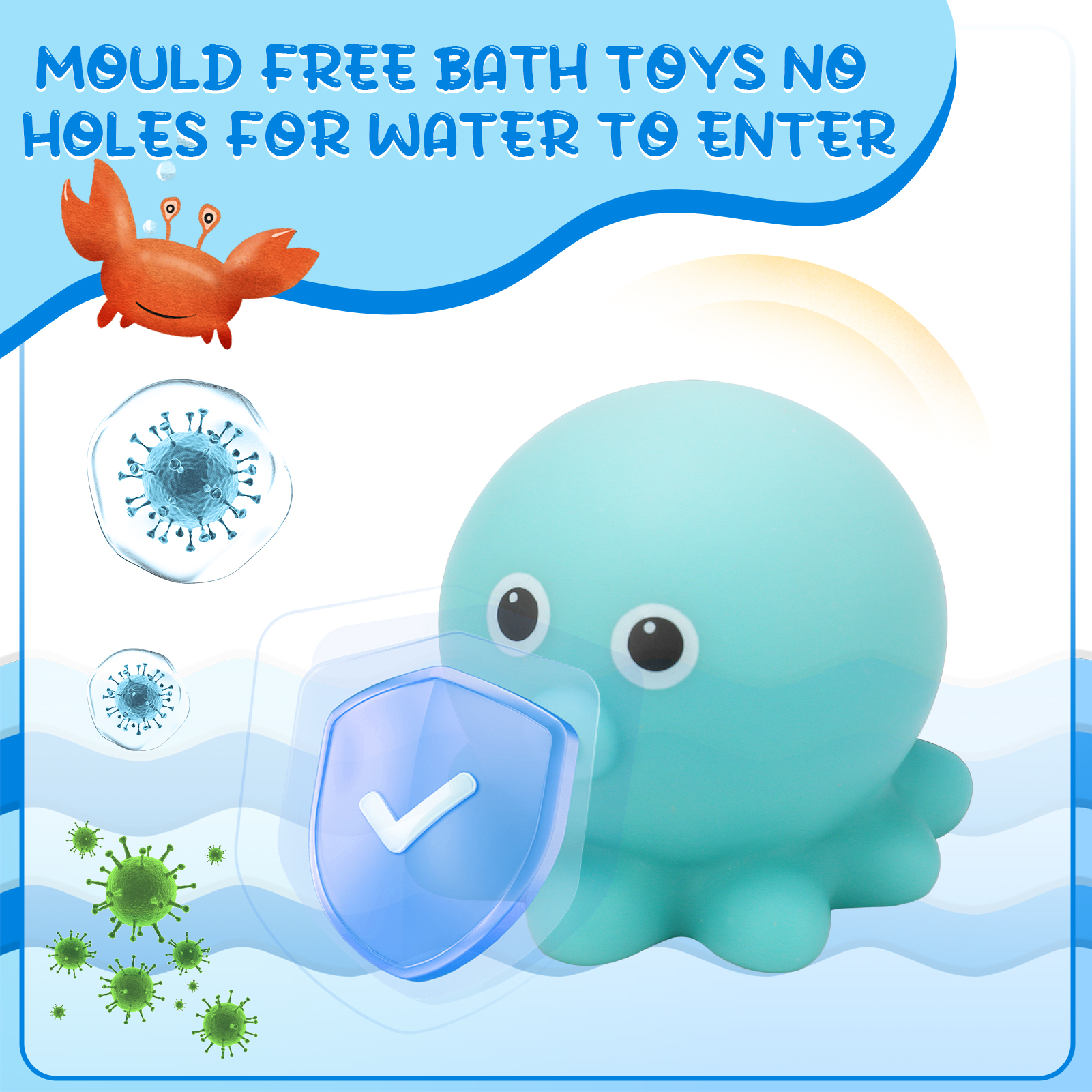 Sixwipe 6-Piece Mold-Free Bath Toys Set photo 8