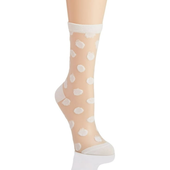 MeMoi Women's Polka Dot Sheer Crew Socks - Womens - Female, 9-11, Winter White