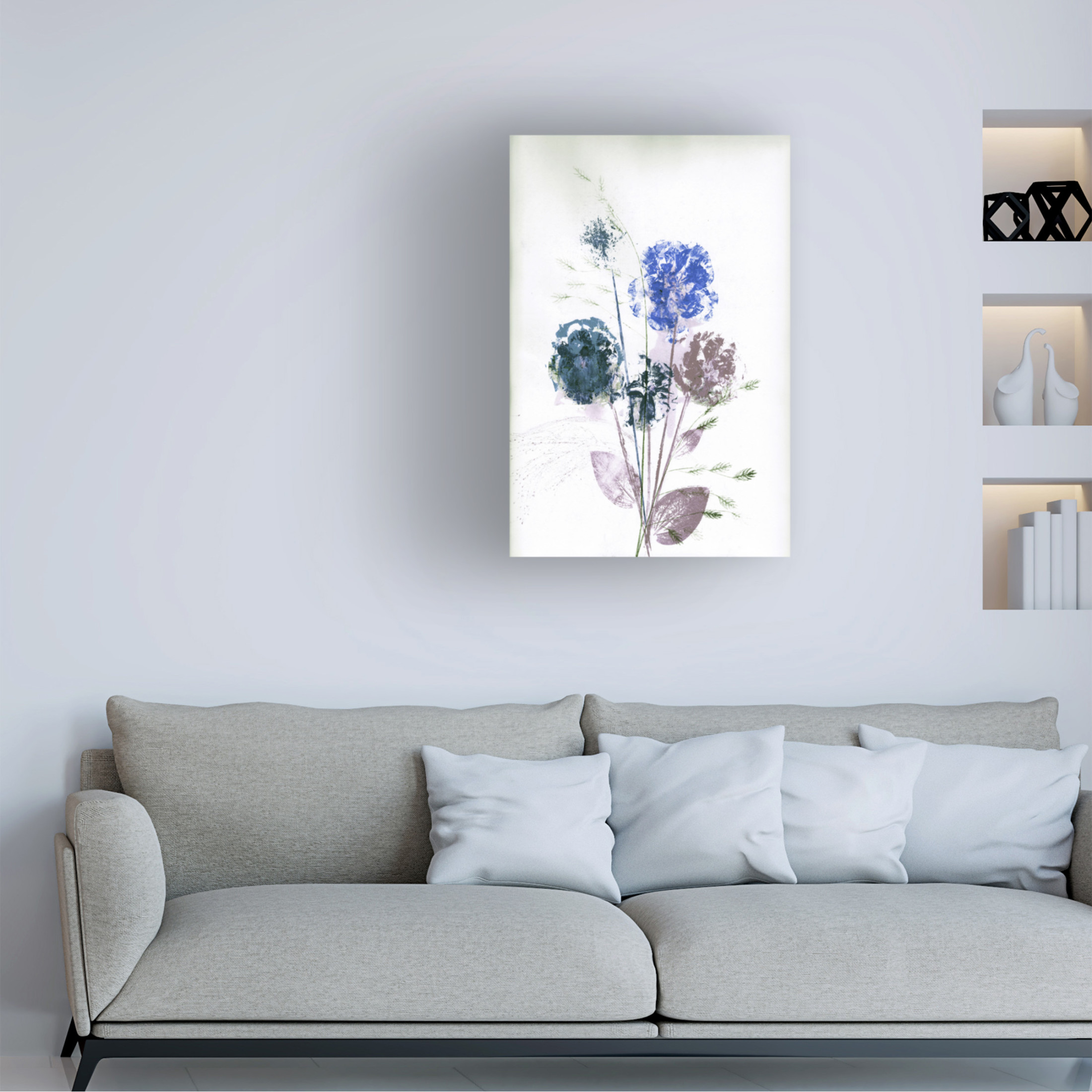 Canvas Wall Art - Pernille Folcarelli 'Bouquet 1 Blue' Wall Art for Living Room, Bedroom, or Office Décor by Trademark Fine Art - 30 x 47 Inches