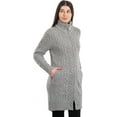 thumbnail image 4 of SAOL 100% Merino Wool Aran Irish Cardigan for Women with Pockets, Standing Neck and Celtic Zipper, 4 of 5