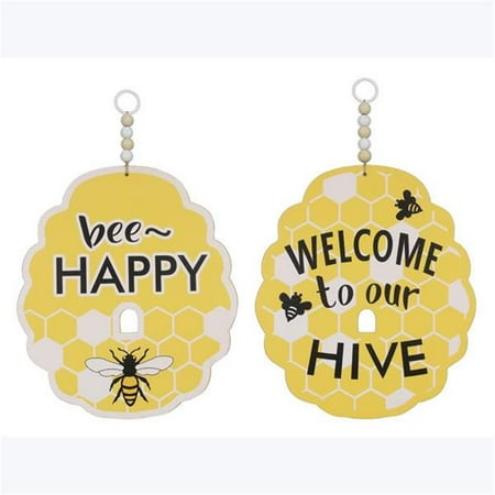 

Youngs 73954 Wood Bee Hive Wall Sign 2 Assorted Color
