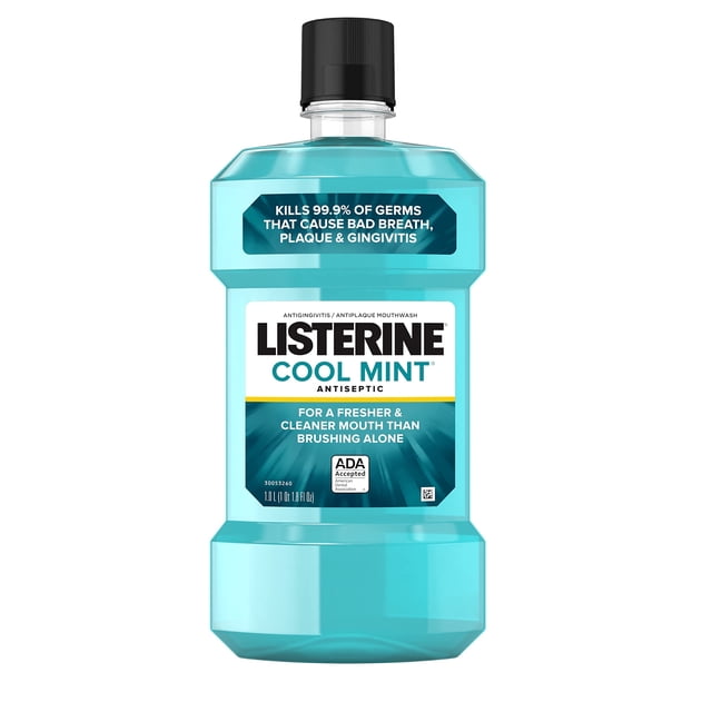 Enjuague bucal Listerine Cool Mint antiséptico de 1 litro para el mal aliento