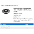thumbnail image 2 of Front Brake Rotor - Compatible with 1996 - 1999, 2001 - 2007 Ford Taurus 3.4L V8 1997 1998 2002 2003 2004 2005 2006, 2 of 2