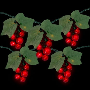 Red Grape Summer Patio Light Set - 5 Clusters 35 Lights