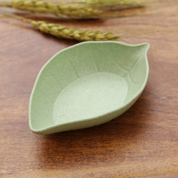 Fasiaou 4.5 Inches Lovely Leaf-shaped Seasoning Dishes/Tea Bag Holders/Ketchup Saucer/Appetizer Plates/Vinegar Spice Salad Soy Sushi Wasabi Seasoning Dipping Dishes,1 pc