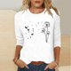 thumbnail image 4 of Tops de Cuello Redondo para las Mujeres Moda Impresa 3/4 Mangas Blusa Casual Top, Estante de Imitación, 4 of 5