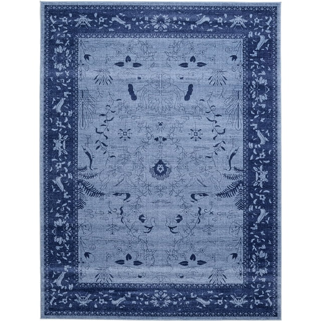 Unique Loom La Jolla Collection Tone Traditional Area Rug, 9 x 12 Feet, Blue/Navy Blue