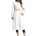 thumbnail image 2 of Trikvn Long Wool Blend Pea Coat for Women Notched Lapel Belted Waist Double Breasted Long Sleeve Elegant Overcoat with Pockets Winter Dressy S-3XL, 2 of 6