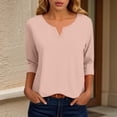 thumbnail image 2 of felwors 3/4 Length Sleeve Womens Tops Dressy Casual V-Neck Puff Sleeve Blouses Business Work Tunic Shirt S-XXL (Light Pink, XXXL), 2 of 7