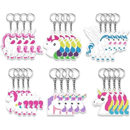 Set of 12 Unicorn Key chains Party Favor Key Ring Birthday Party Supplies