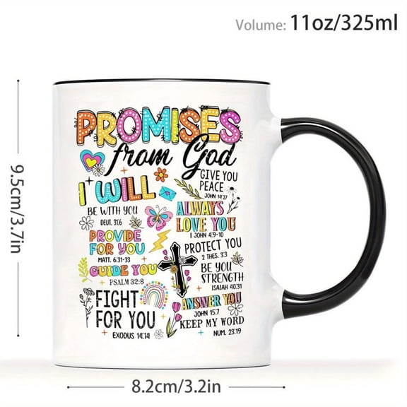 1pc Christian Inspirational Bible Verse Coffee Mug with Colorful Faith Based Design 11oz Reusable Dishwasher Safe Cup Bible Promise Quotes Cross Daily