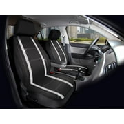 Auto Drive 2 Piece Checker Diamond Car Seat Cover Premium Leather Black, Universal Fit - 2102SC035