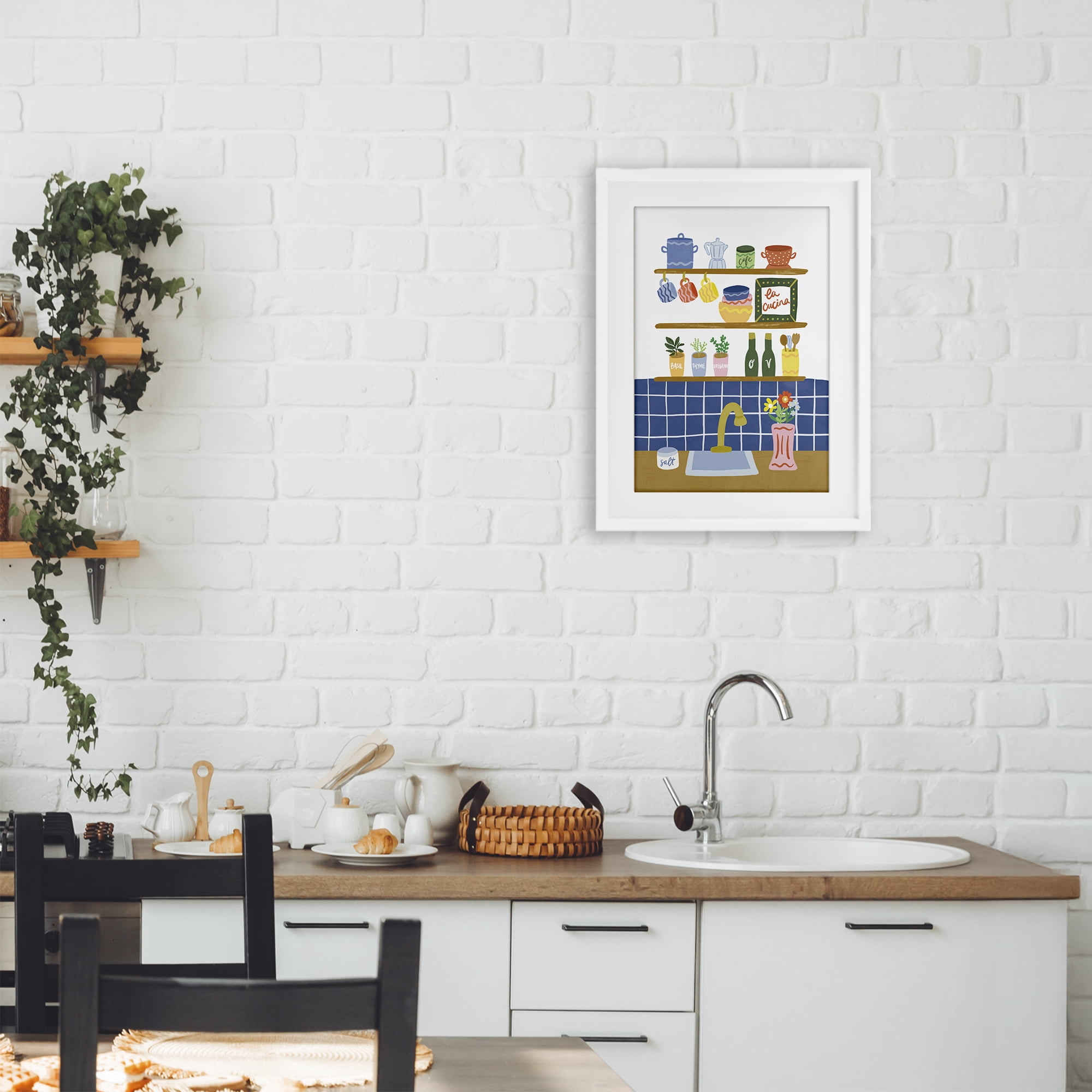 Stupell Industries Italian Kitchen Spice Rack White Framed Print Under Glass, design by Amanda Houston