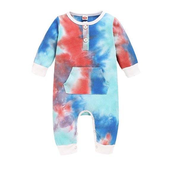 Toddler Kid Jumpsuit Pants Clothes Toddler Baby Boys Girls Long Sleeve Tie-Dyed Romper Jumpsuit Summer Jumpsuit For Girls Boys