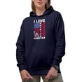 thumbnail image 2 of I Love America Forever with USA Flag, Navy Blue Hooded Sweatshirt or Hoodie, Small, 2 of 5